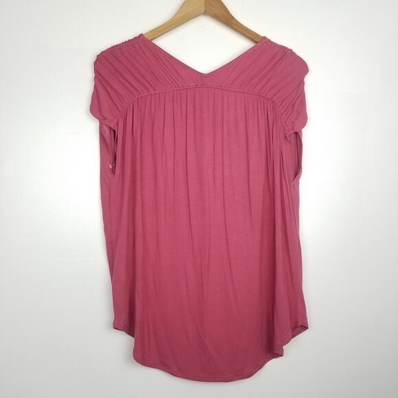 New! H by Bordeaux | Pink Short Sleeve Flowing Top - Picture 2 of 5